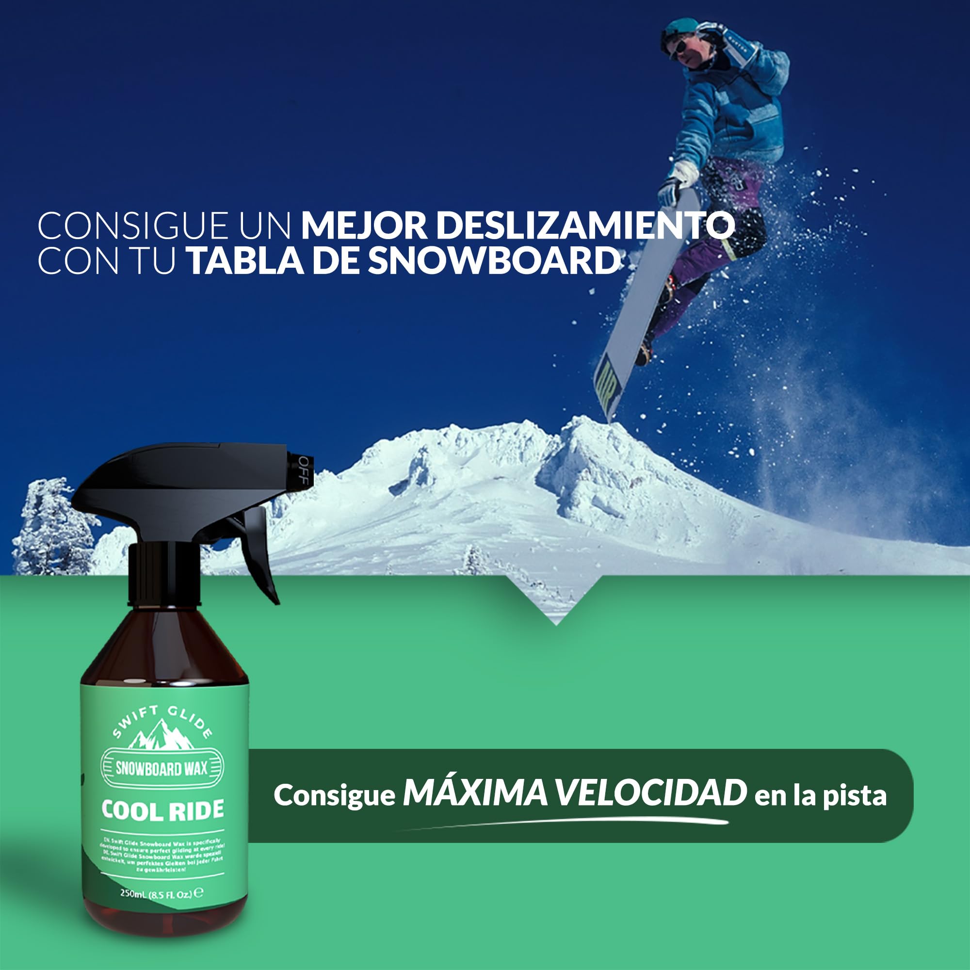 Cera Esqui y Snowboard en Spray - 250ml - Fácil Aplicación - No Mancha - Logra un Deslizamiento Superior en la Nieve - Cera para Esquis - Cera Snowboard