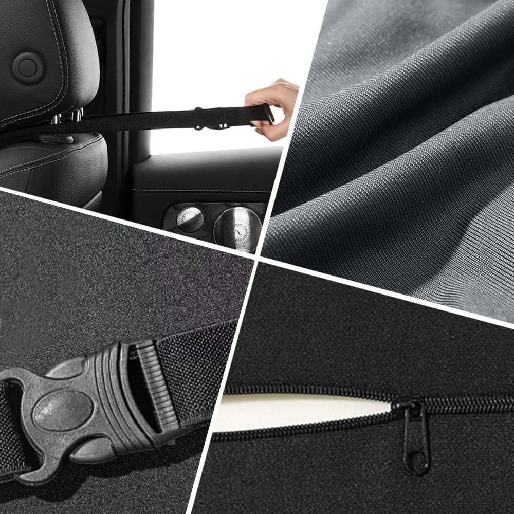 Cuscino per collo auto, 2 pezzi, cuscino poggiatesta auto, cuscino per sedile auto, supporto per la testa per alleviare il dolore al collo, design ergonomico confortevole, nero