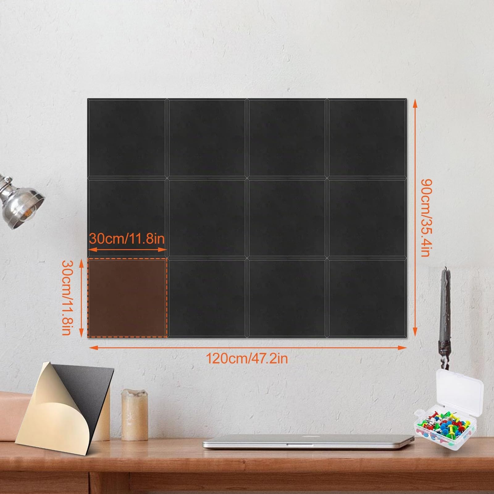 TablóN De Anuncios De Corcho Para Pared, Tablero De Corcho Grande De 120 X 90 Cm, Tablero De Corch Para Oficina, Cocina, Fotos, Notas, Hogar, Escuela, Tablero De Mensajes