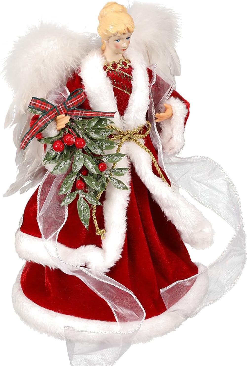 Christmas Tree Topper with Feather Wing Angel Topper