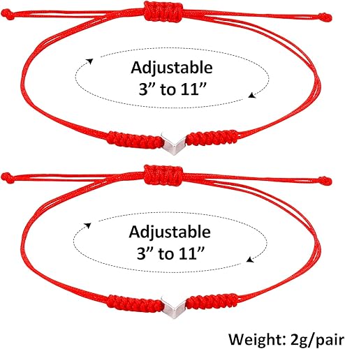 Miniatura 6 de Regalos para el día de la madre para mamá, hilo rojo, para madre e hija, juego de 2 pulseras de corazón a juego para mamá y yo, pulsera roja
