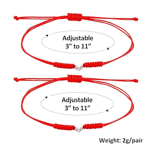 Miniatura 6 de Red Thread String Mother and Daughter Matching Heart Bracelets Set of 2 Bracelet Mommy and Me Red Bracelet for Protection (Silver)