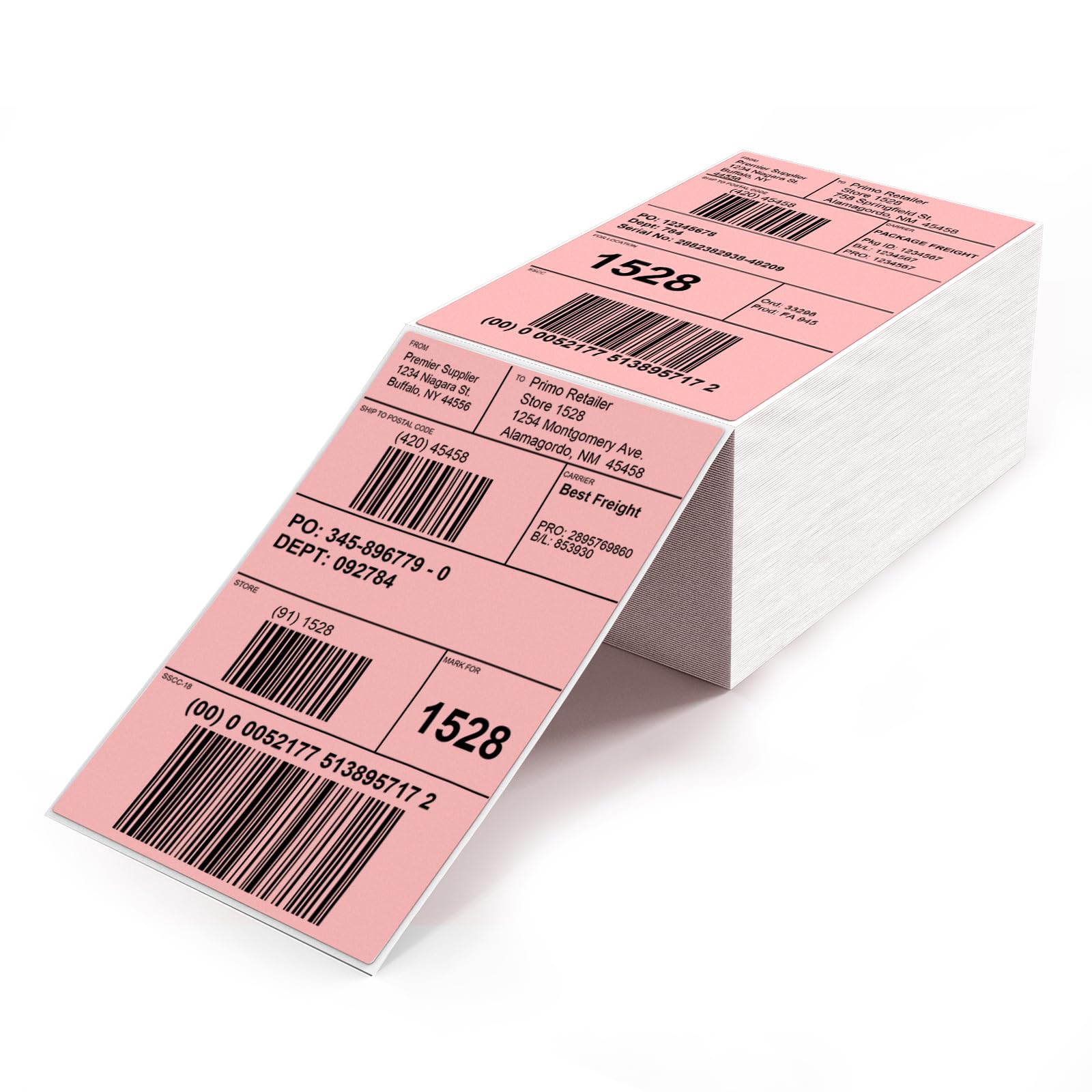 YIKIADA Etiquetas de envío rosas 4 x 6 pulgadas de vinilo autoadhesivas, pegatinas térmicas impermeables perforadas térmicas directas para DHL UPS Amazon 500 unidades