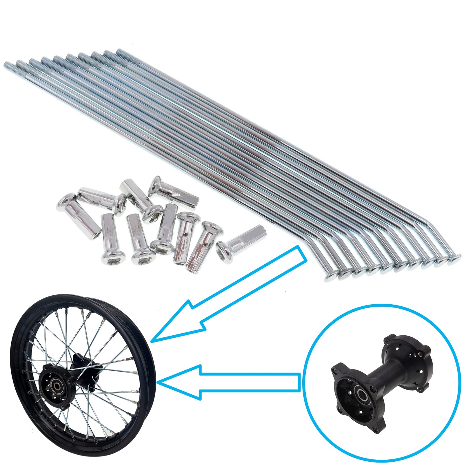 10 pezzi/set 10" 12" 14" 16" 17" 19" cerchio anteriore o posteriore mozzo ruota raggi for XR CRF BBR Dirt Pit Bike(14 Inch)