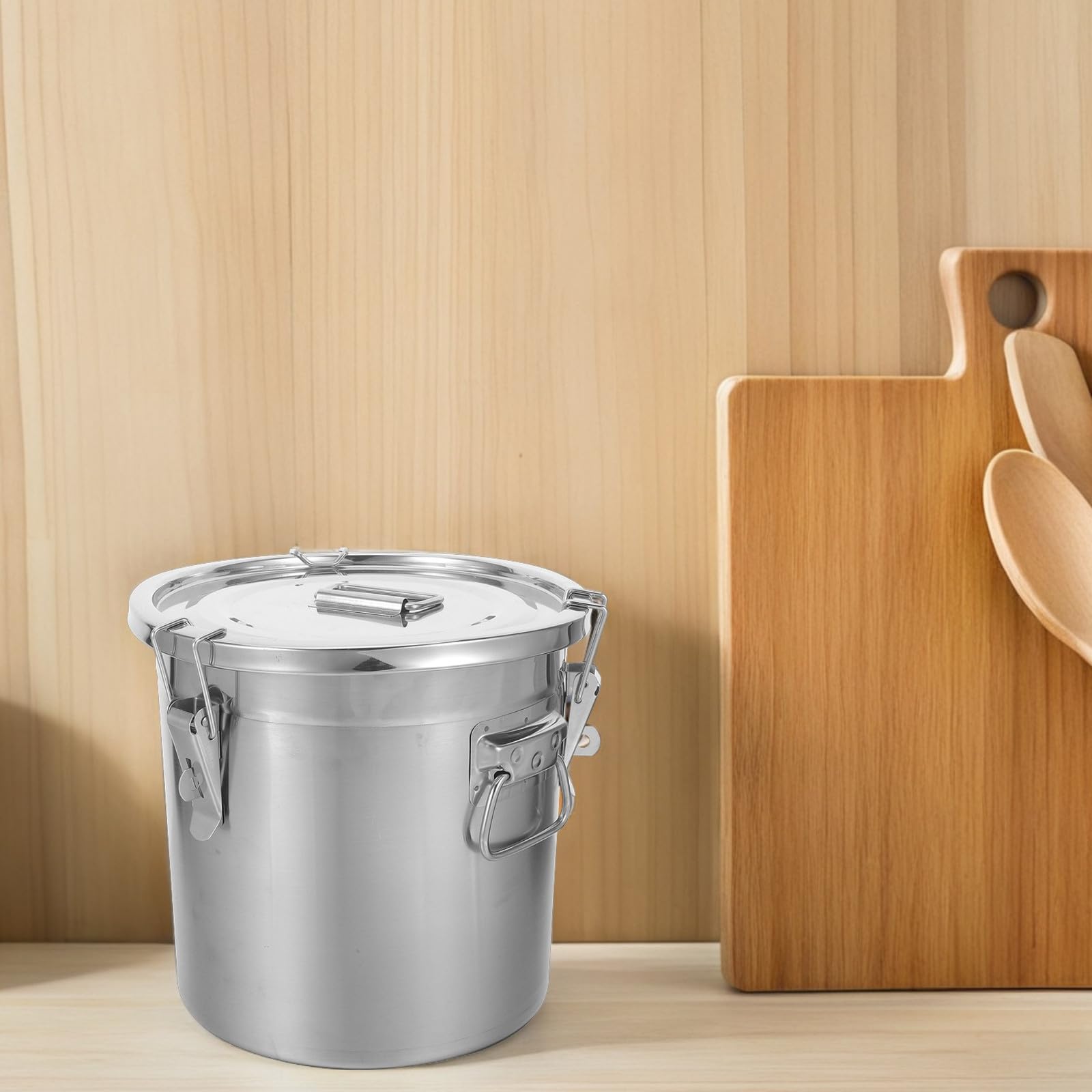 PRETYZOOM Recipiente para Almacenar Alimentos de Acero Inoxidable 12l con Tapa Extraíble y Cierre Hermético para Almacenamiento en Cocinas y Despensas