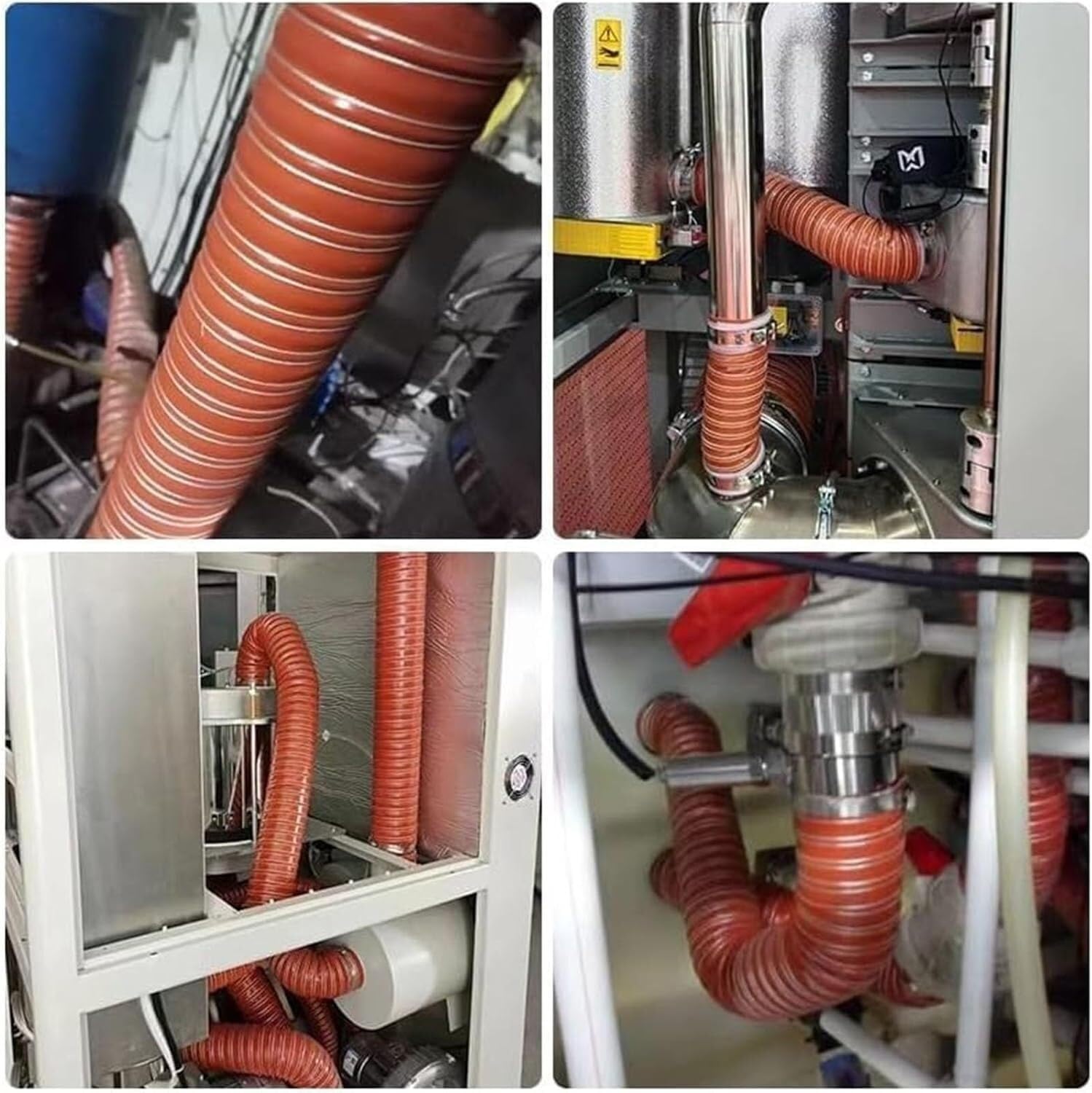 Tubo flessibile ad alta temperatura, 20-250 mm, tubo di ventilazione rosso per aspirazione, scarico, sfiato asciugatrice, HVAC, soluzioni per condotti dell'aria