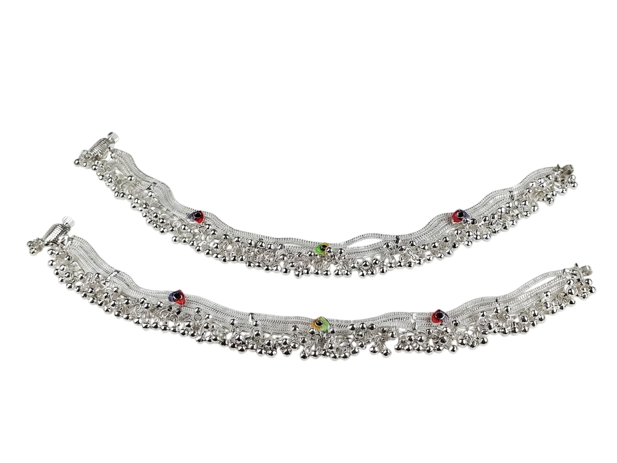 Silver Alloy Artificial Anklet with Ghungharu Charms-picture-22