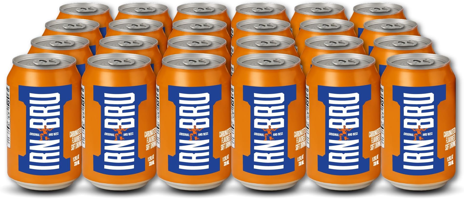 IRN-BRU Regular, 24 Pack Iconic Flavoured Fizzy Drinks Multipack Cans - 24 x 330ml Cans