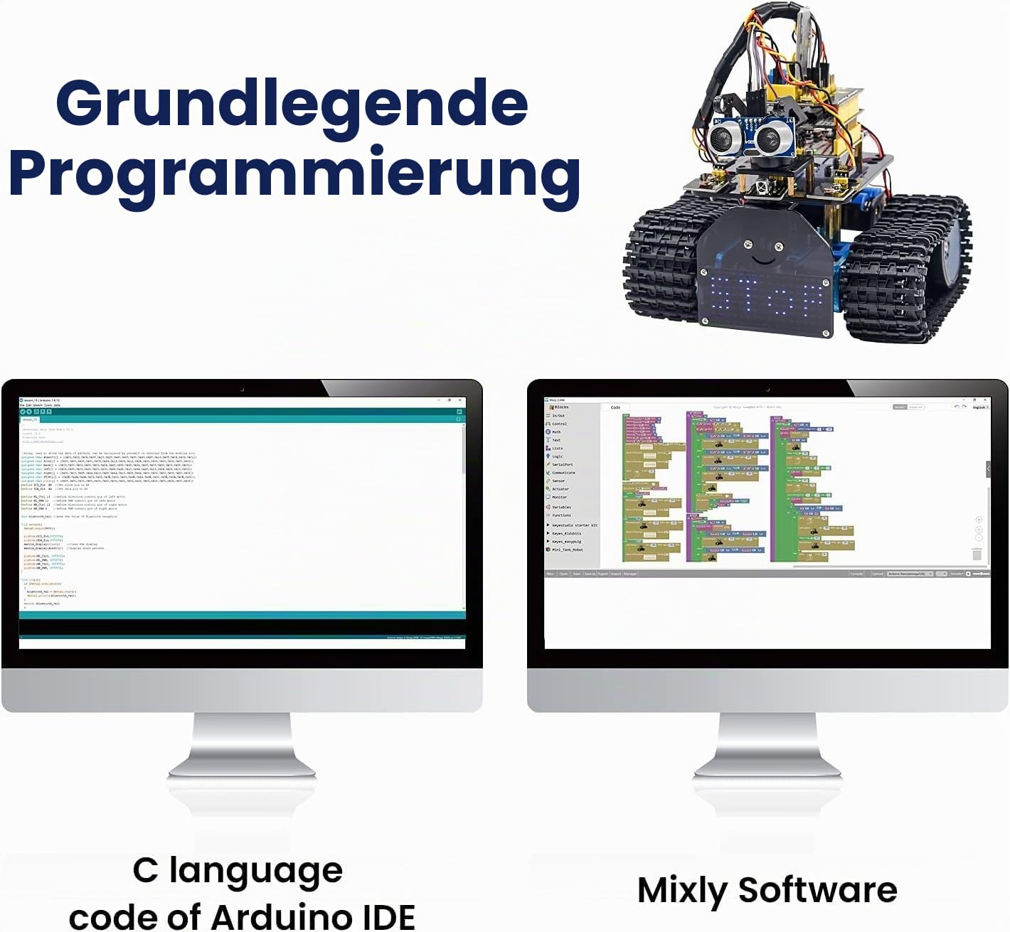 KEYESTUDIO Smart Robot Tank Car Kit für Arduino Learner, Licht/Ultraschall Follow, Infrarot & Bluetooth Fernbedienung, Intelligentes und lehrreiches Robotic Kit