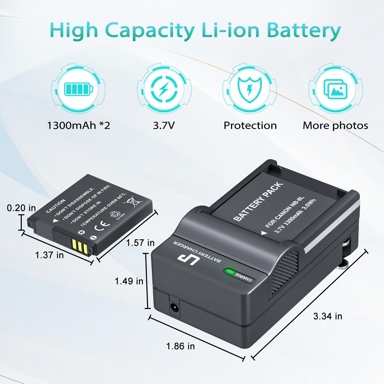 Amazon.com: LP NB-8L Battery Charger Pack, 2-Pack 1300mAh
