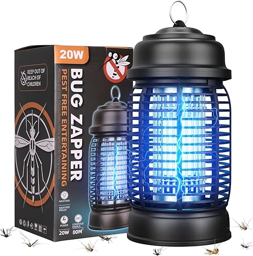 Miniatura 1 de DEEZEE Exterminador de insectos para interiores y exteriores, exterminador de mosquitos con luz LED, matamoscas eléctrico de 4200 V, exterminador de