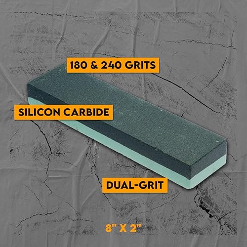 Miniatura 7 de SE Piedra de afilar de doble cara de carburo de silicio de 8 pulgadas, piedra de afilar con granos 120 y 240, incluye estuche de almacenamiento azul