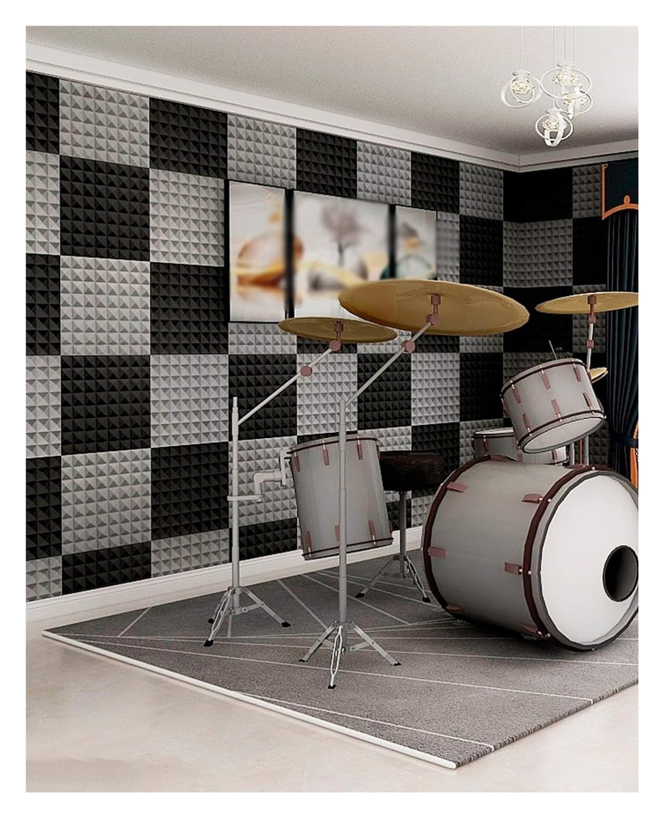 Panele dźwiękochłonne, Wygłuszające panele z pianki akustycznej do studia audio Design Multicolor 10 sztuk(Blue)