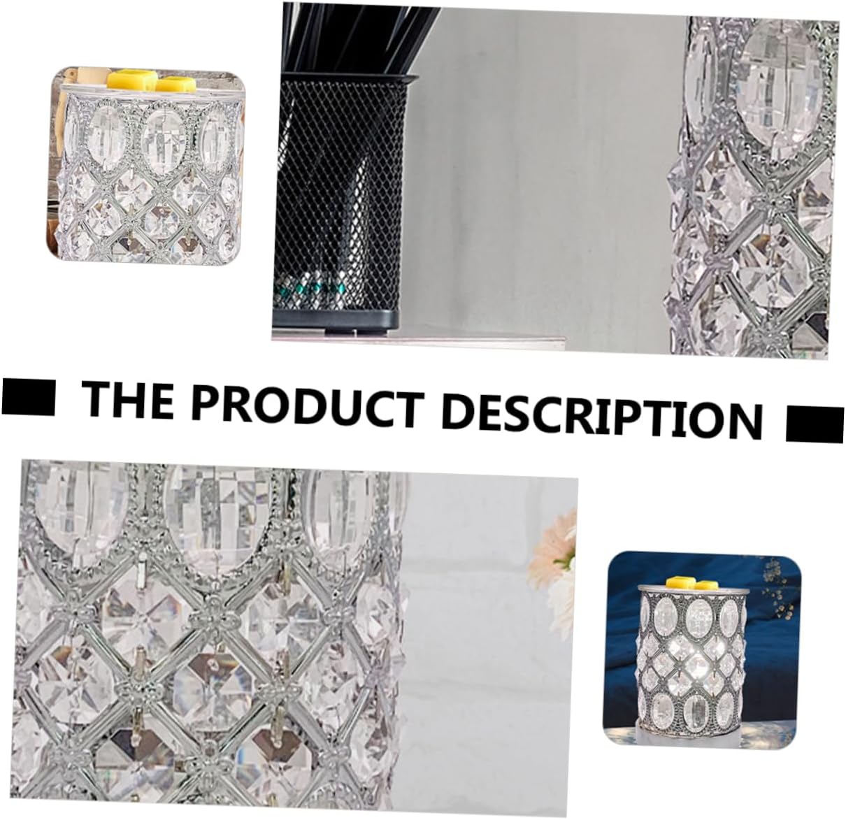 1pc Romantic Aroma Burner Warm Wax Melting Lamp Crystal Fragrance Holder Night Light for Home Kitchen Bedroom Spa Safe Material Compatible