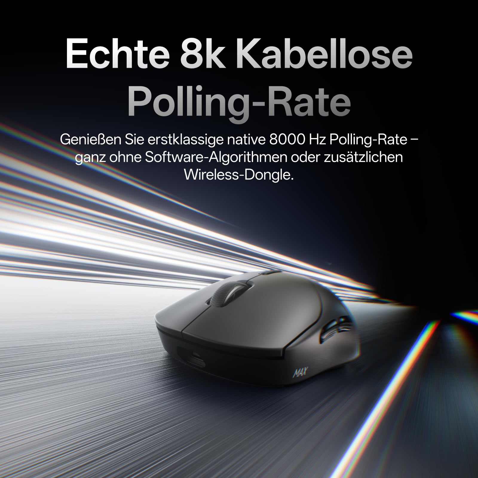 Rapoo VT2 MAX Kabellose Gaming-Maus 53g Ultraleicht PAW3950 30K DPI 8000Hz Abfragerate 750h Akku Schwarz