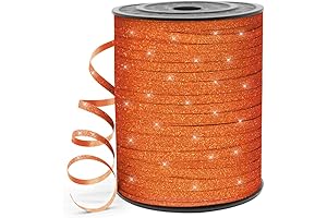 500 Yards 3/16" Orange Glitter Ribbon
