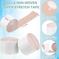 Vista 2 de Nuanchu 2 rollos de cinta elástica no tejida transpirable, cinta de vendaje cohesiva, película protectora de vendaje elástico