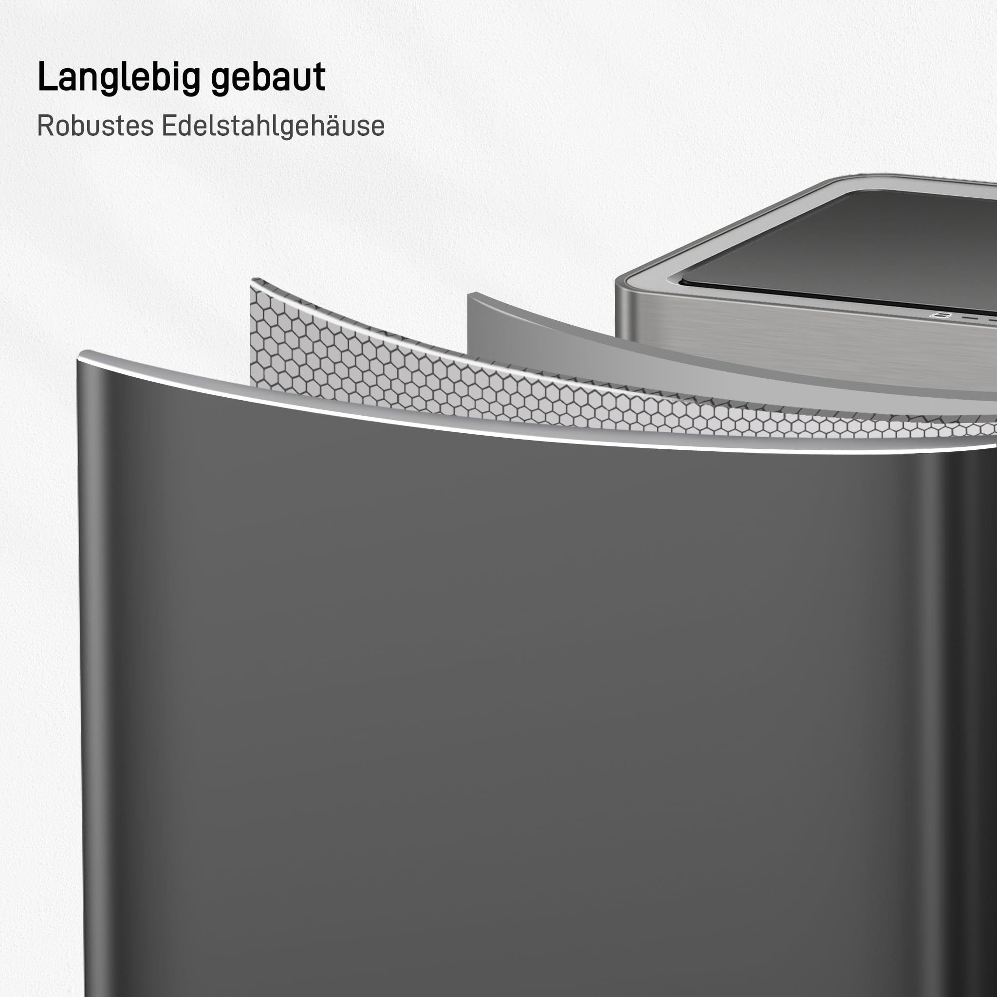 EKO Mirage Plus system segregacji śmieci z 3 przegródkami, 2 x 15 l i 30 l, kosz na śmieci z recyklingu, z czujnikiem, 3 pojemniki wewnętrzne z tworzywa sztucznego, automatyczny kosz na śmieci z