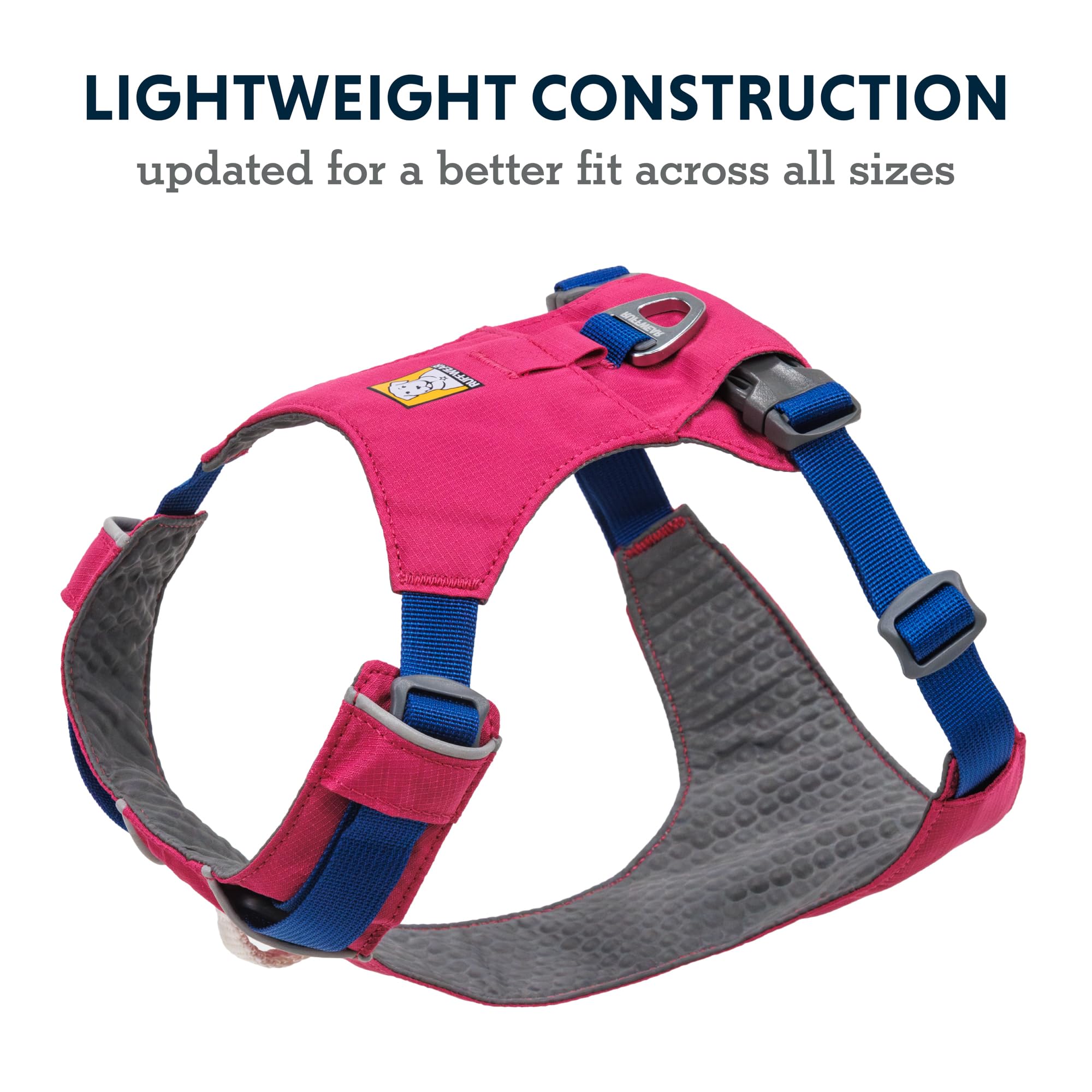 RUFFWEAR Hi & Light Harness, Extra Large Reflective Y Shaped Dog Harness, Lightweight Adjustable & Padded No Pull Harness for Dogs, Quick Release & 2 Lead Attachments, L/XL, Alpenglow Pink - Image 3