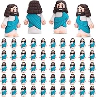 Vista 9 de Bememo 50 figuras de Jesús de diseño original, figuras religiosas de Pascua de Jesús a granel para esconderse y buscar escuela dominical, regalo Azul