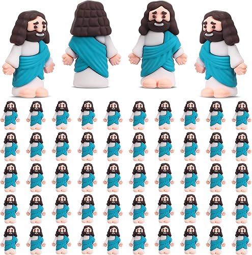 Bememo 50 figuras religiosas de juguete de Jesús, regalos clásicos de Cristo, salvador, Jesús, regalos de fiesta religiosa, suministros para el