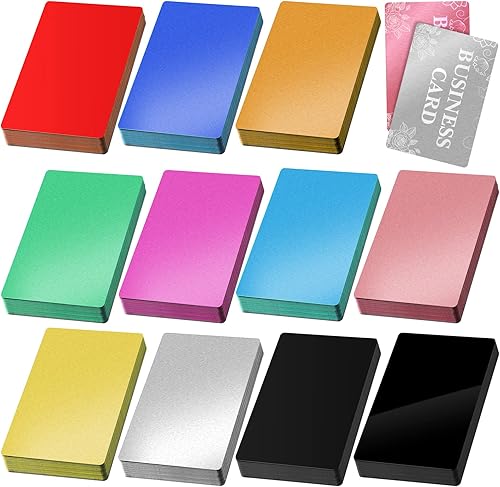Thenshop 550 tarjetas de visita de metal para grabar, placas de aluminio para manualidades, hojas de metal multiusos para manualidades, tarjetas de