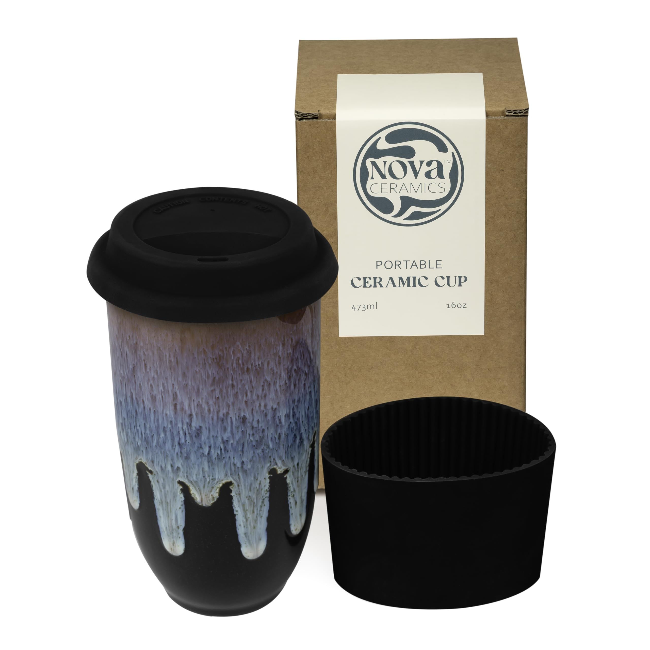 NOVA CERAMICS Coffee Tumbler – Travel Mug - On the Go Coffee Mug – Microwave & Dishwasher Safe Green Coffee Tumbler - Gifts for Women Men Him Her – 16oz – Monsoon — image 1