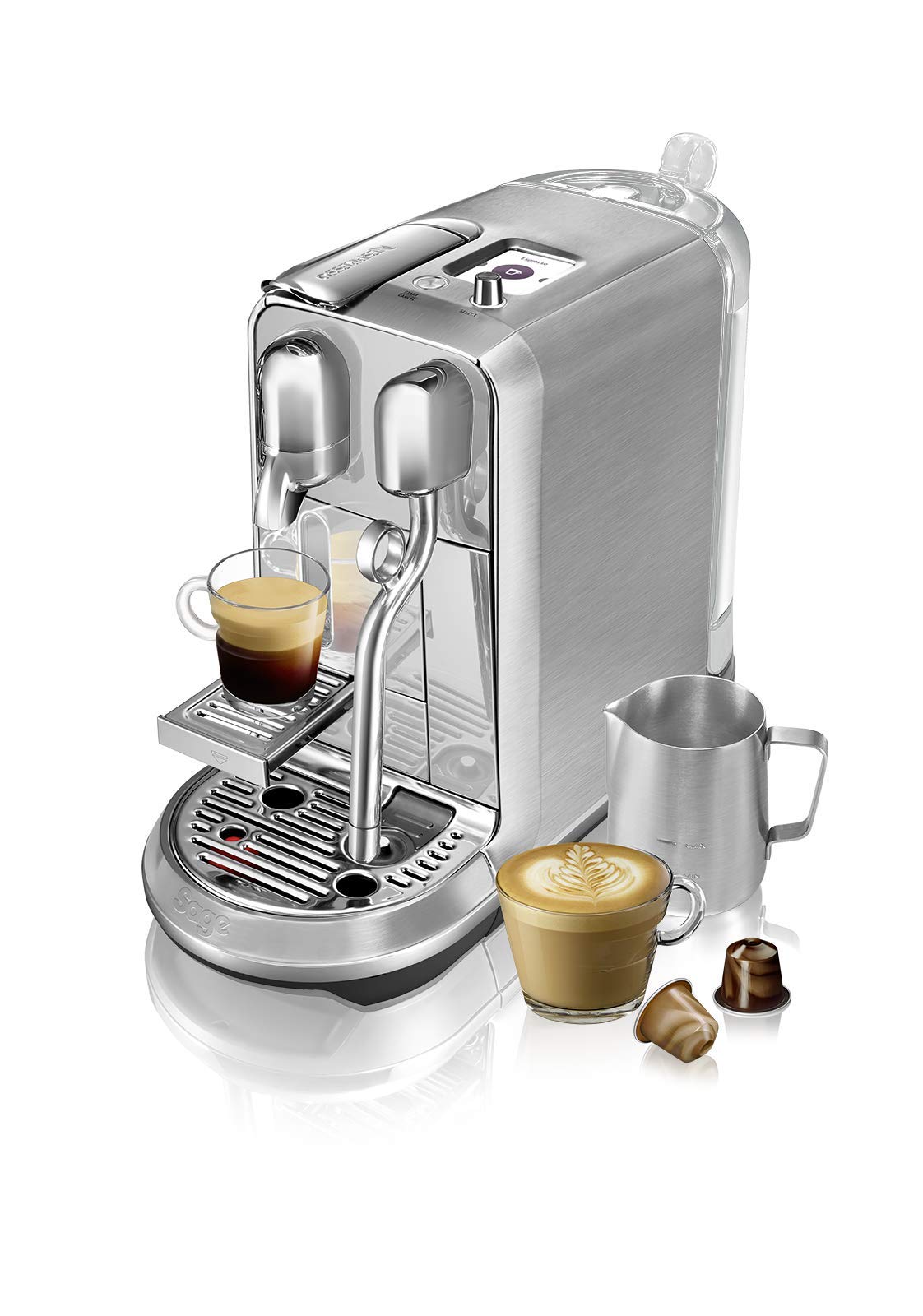 Creatista Plus Automatic Pod coffee machine with milk frother wand for Espresso, Cappuccino & Flat White by Sage in Brushed Stainless Steel