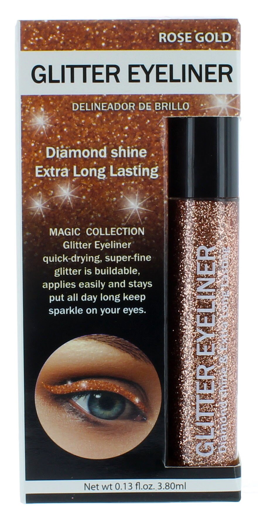Glitter Eyeliner Diamond Shine Extra Long Lasting Waterproof Rose Gold