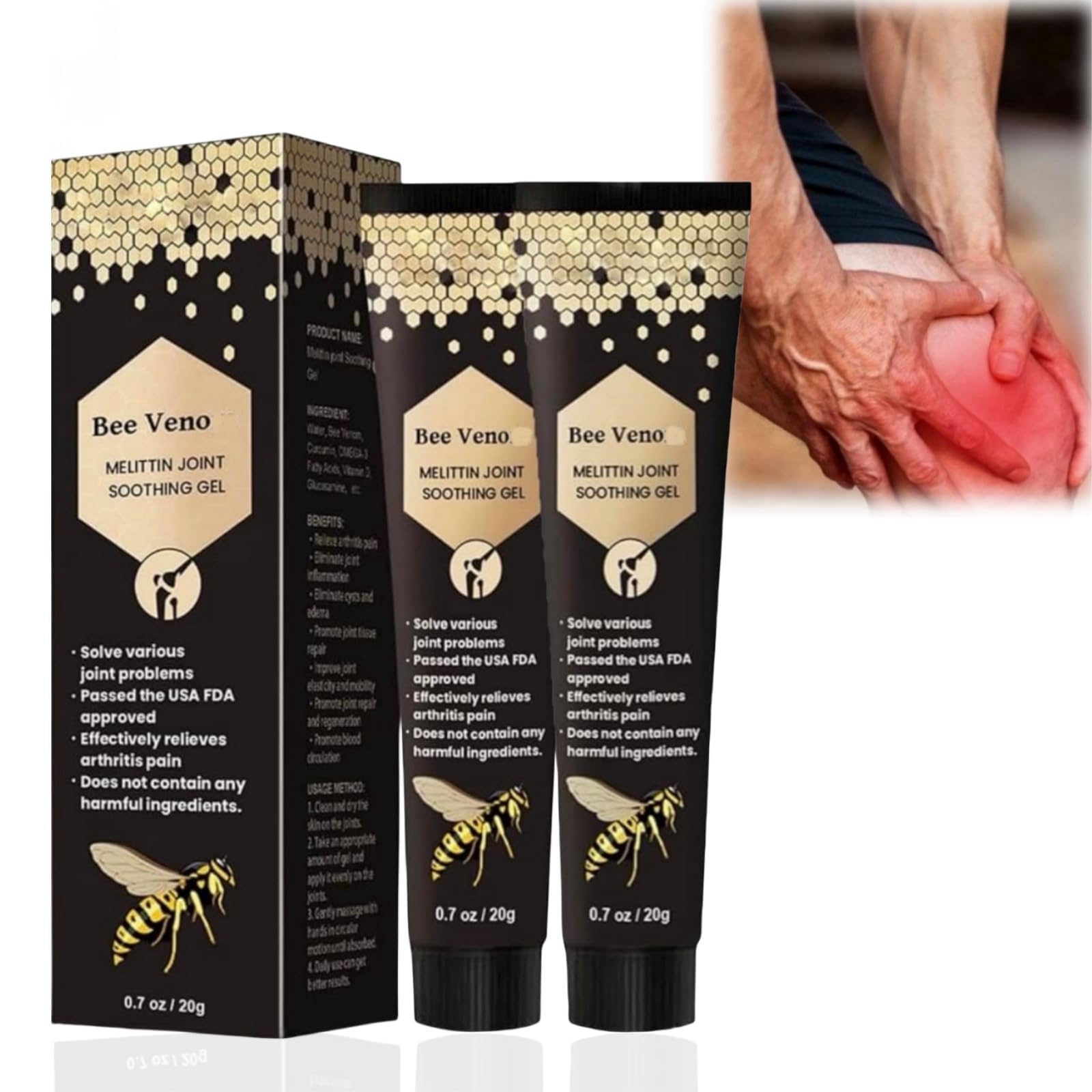 2PCS New Zealand Bee V-enom Joint Relief Gel,Muscle Pain Relief,Bee V-enom Professional Treatment Gel,Joint P/ain Re/LIEF,B/ee V/enom Joint Soothing G/el,P/ain R/elief Cream