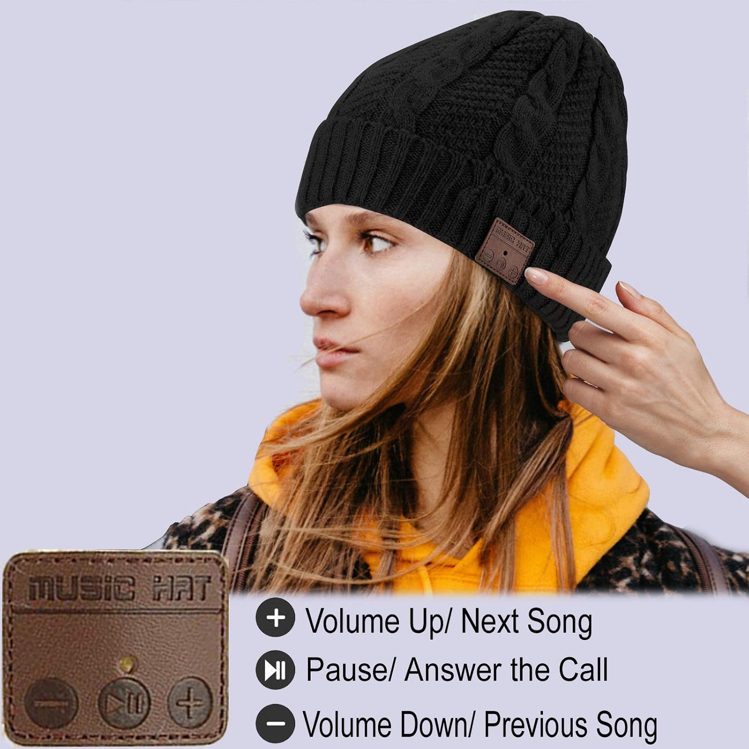 Wireless Music Hat Beanie for Men Women Winter Music Cap with Mic Stereo Headphones Headset Beanie Unisex Women Boys Girls Winter Handsfree Outdoor Sports