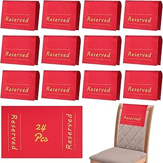 24 Pcs Chair Reserved Signs, Wedding Pew Placeholders, Golden Printed Seating Cards with Adhesive for Church, Parties, Celebration