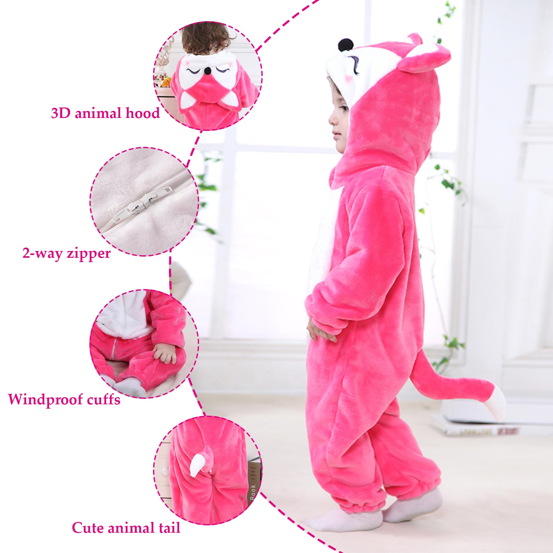 TONWHAR Kid's And Toddler's Animal Halloween Costume Outfit Baby One-Piece Rompers Onesie — view 2