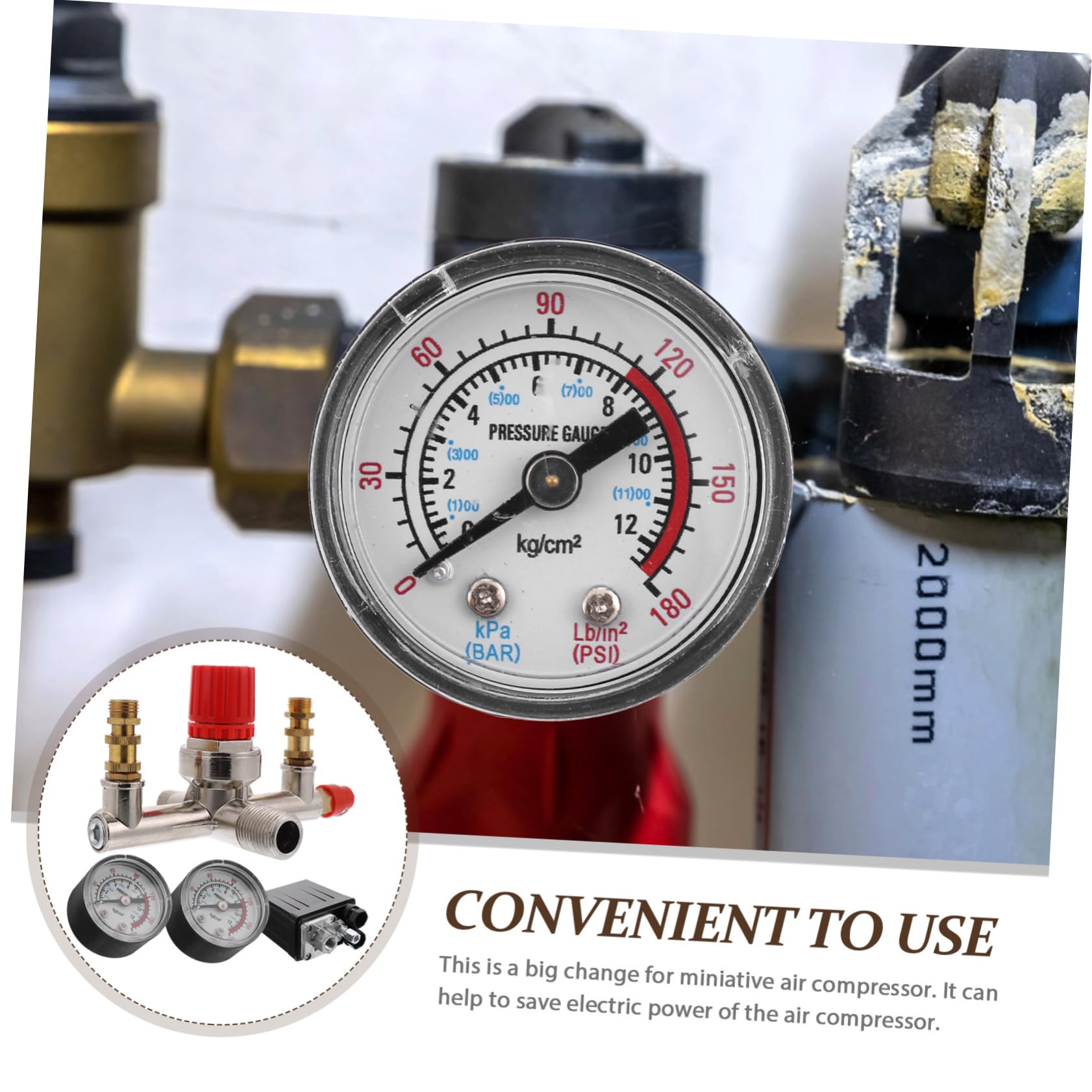 Pressostato per Compressore Aria con Manometri Regolatore 175psi | Interruttore di Controllo Pressione, 16a, Metallo e Plastica, per Compressore Aria