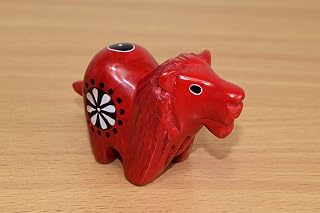 Soapstone Lion - Figurine Sculpture - Handmade in Kenya - 2 Inches Height x 3 Inches Long, Red, SS31