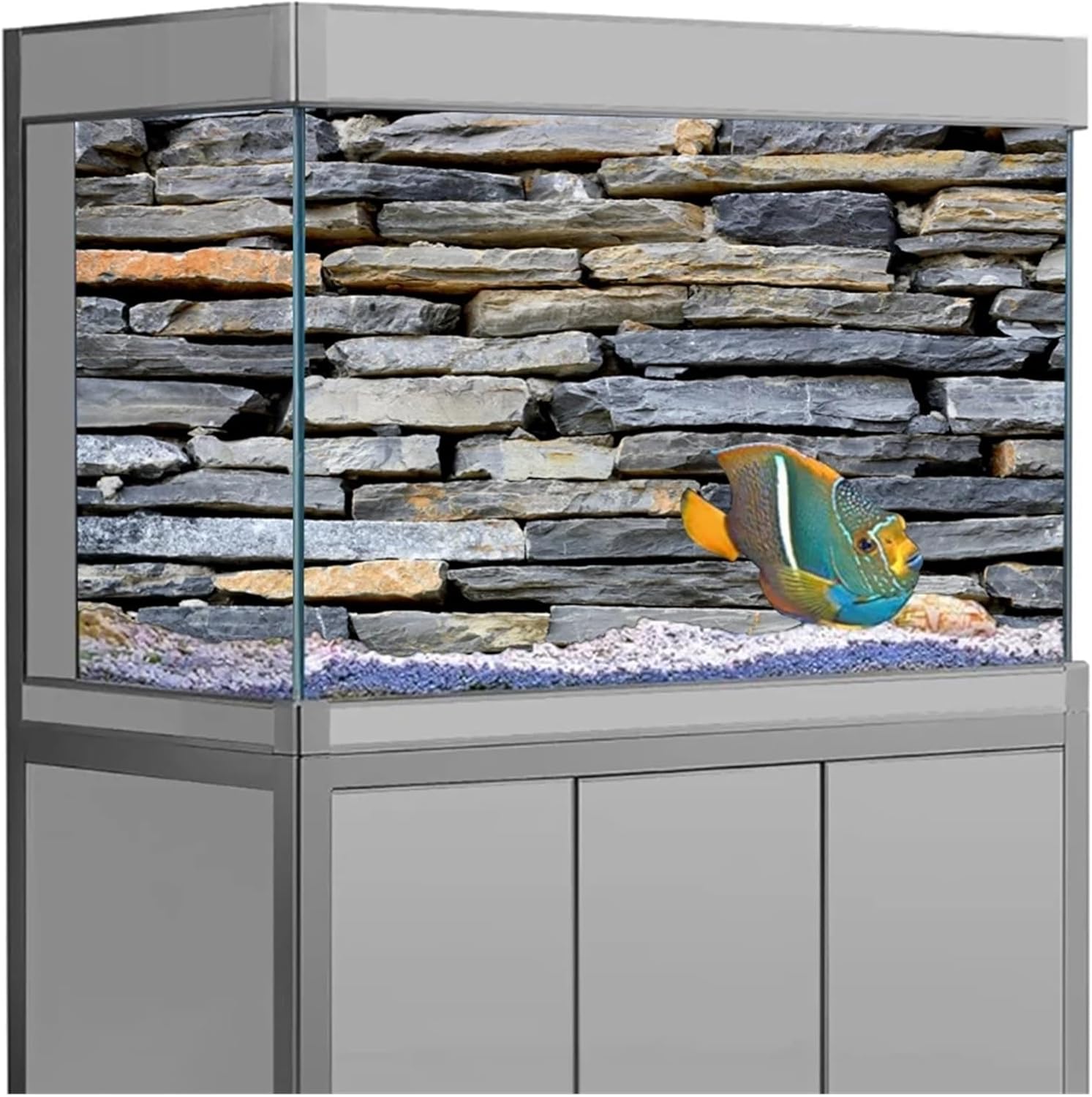 Aquarium Background Sticker Background Poster Stone Fish Tank Decoration Self Adhesive Wallpaper Background(54x122cm)