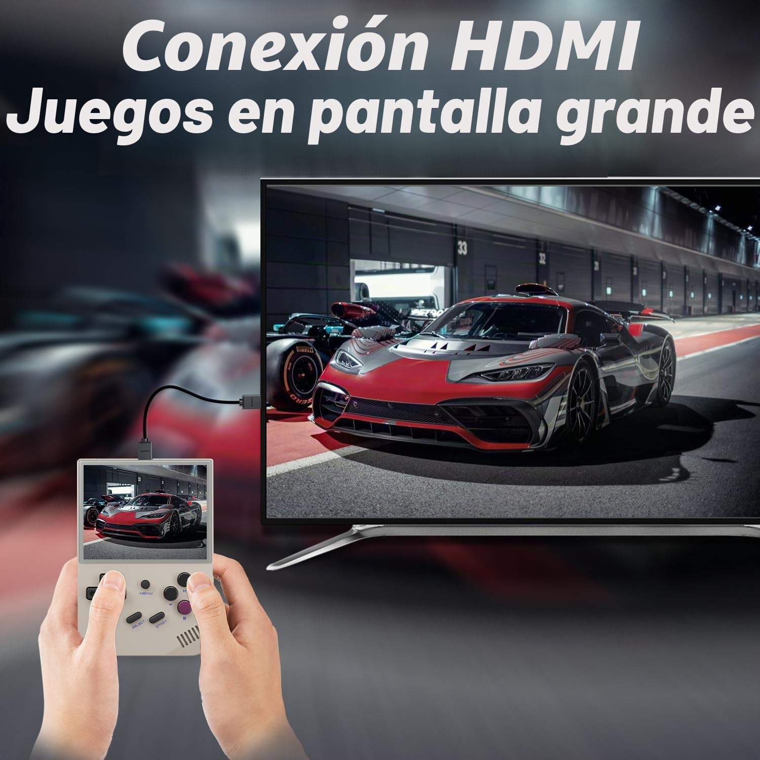 Anbernic RG35XX - Consola de juegos portátil, pantalla IPS de 3.5 pulgadas, sistema Linux integrado, más de 5000 juegos clásicos, compatible con salida de TV HDMI (gris)