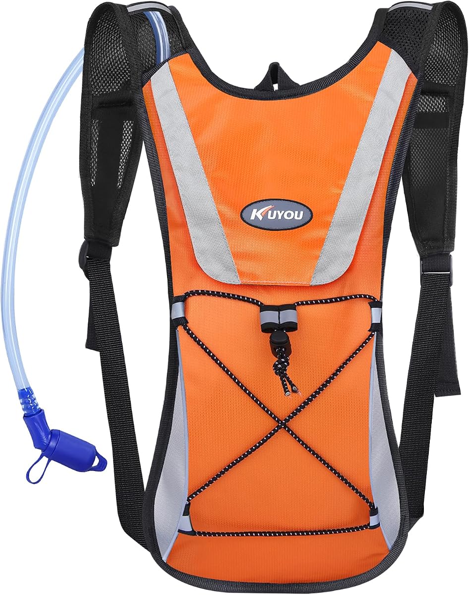 KUYOU Chaleco de hidratación para correr: mochila de hidratación ligera y aislada con vejiga de agua de 2 litros, correas ajustables para el pecho y mochila de agua reflectante para correr, maratón, carrera, senderismo, ciclismo