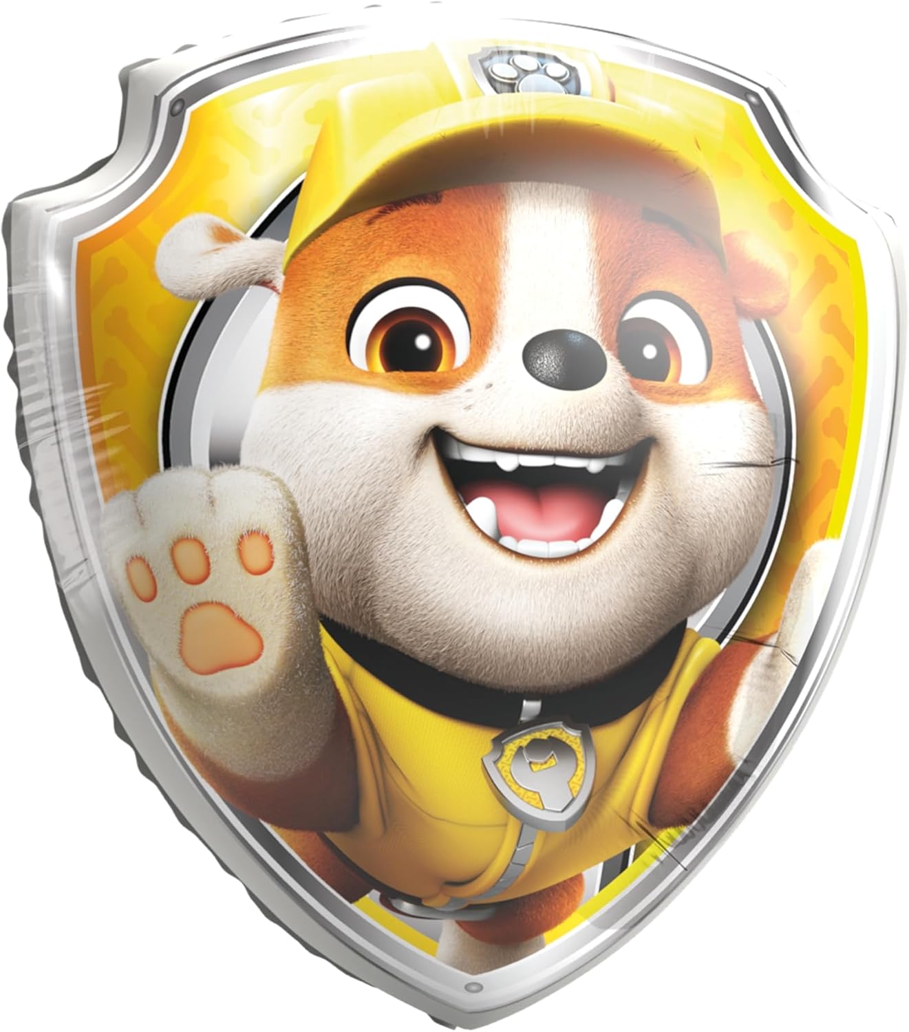 Procos - Supersized 30" Foil Balloon Rubble Paw Patrol, fill Air or Helium, Gift, Decoration, Includes Paper Straw and 1.5m Ribbon