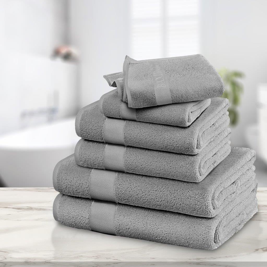 Artistic Fashionista Limited 100% Natural Bamboo Cotton Hotel Quality Super Soft Thick Absorbent & Quick Dry BAMBOO Hand Towel, Bath Towel, Bath Sheet (Silver, Hand Towel - Pack 2)