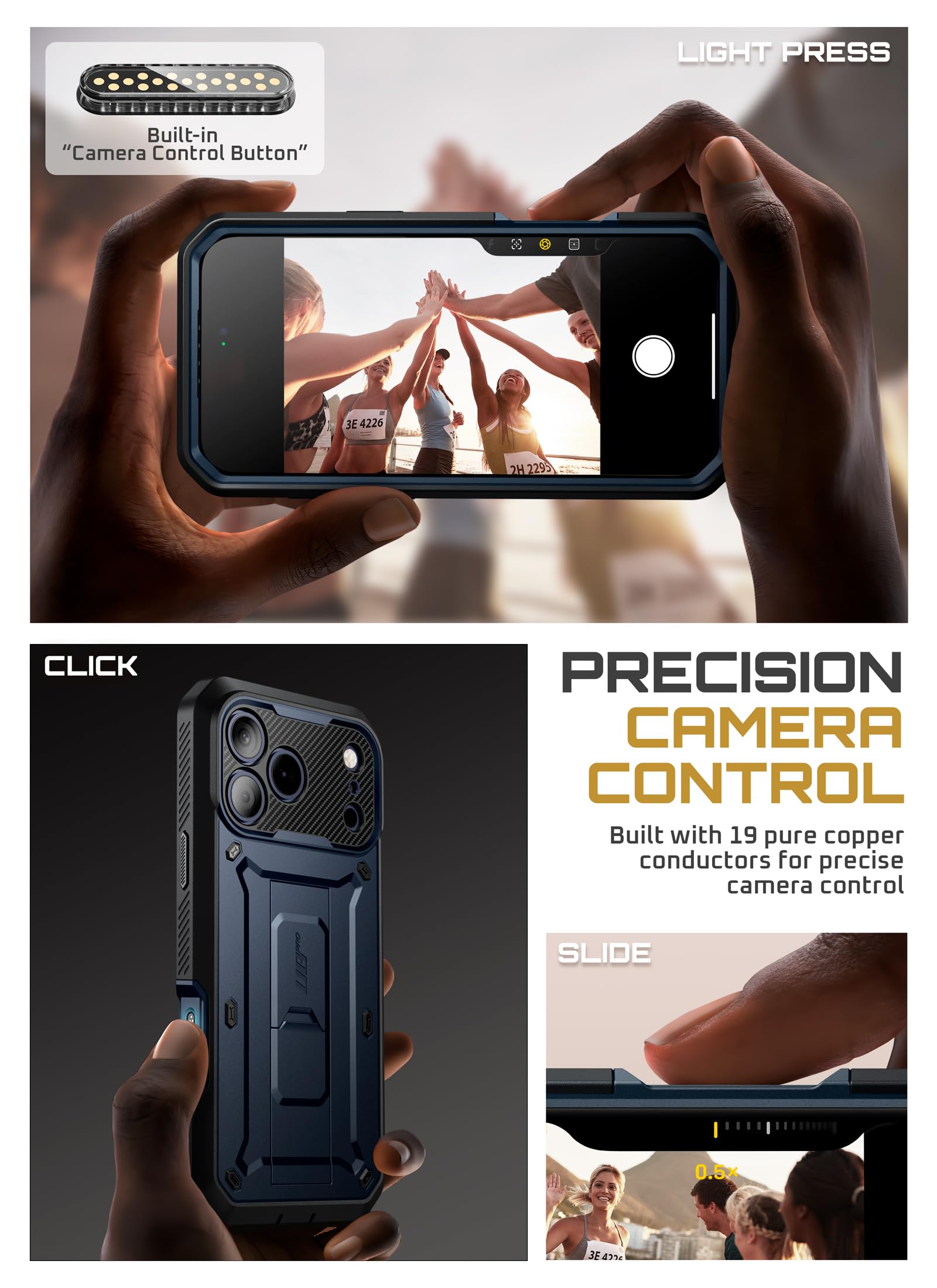 SUPCASE Etui na iPhone 17 Pro Max 6,9 cala z przyciskiem sterowania aparatem, Etui Outdoor 360 stopni, Bumper, Pokrowiec ochronny [UBPro] z ochroną ekranu, podstawką i klipsem na pasek (koralowe)
