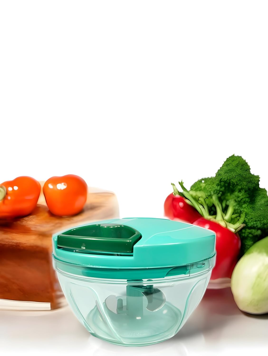 Black Swan Multipurpose Mini Vegetable Chopper with 3 Stainless Steel Blades for Hustle Free Chopping for Any Vegetables and Fruits in Your Kitchen (Dark Green & Grey) (450 Ml) (Grey)