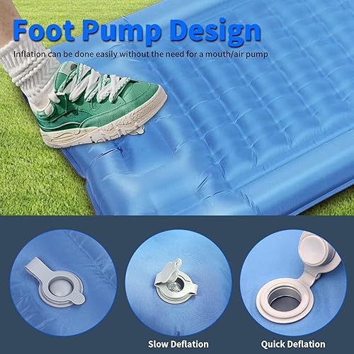 Miniatura 6 de Colchoneta de dormir para camping, colchoneta de dormir autoinflable con almohada, gruesa de 6.2 pulgadas, almohadilla de dormir ultraligera con