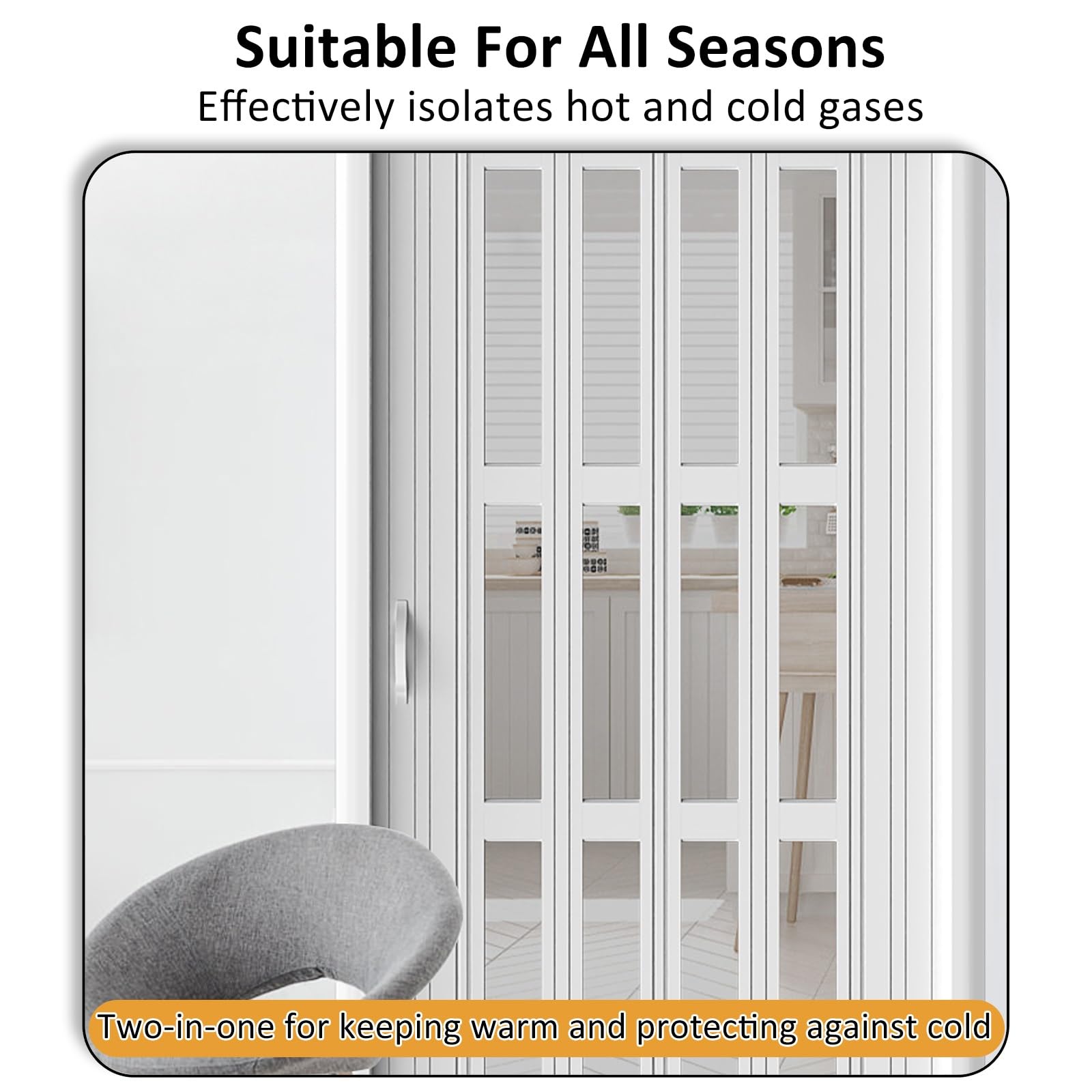 Portes pliantes en accordéon en PVC à deux volets - Cloison invisible pour bureau et entrepôt - Design vertical - Solution peu encombrante