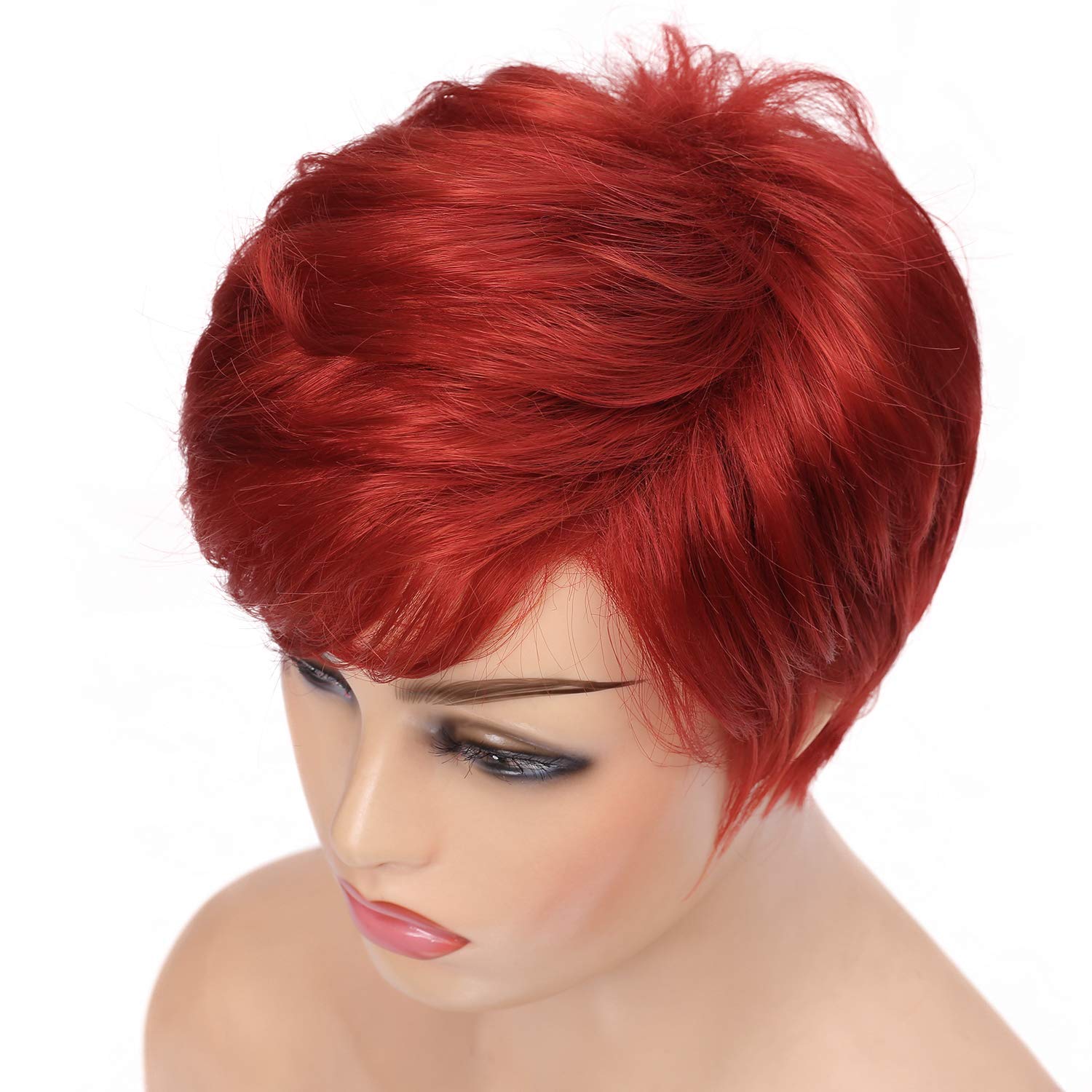 Peluca de pelo corto rojo con corte pixie para mujer, con capas naturales, sintéticas, resistentes al calor, Halloween, cosplay