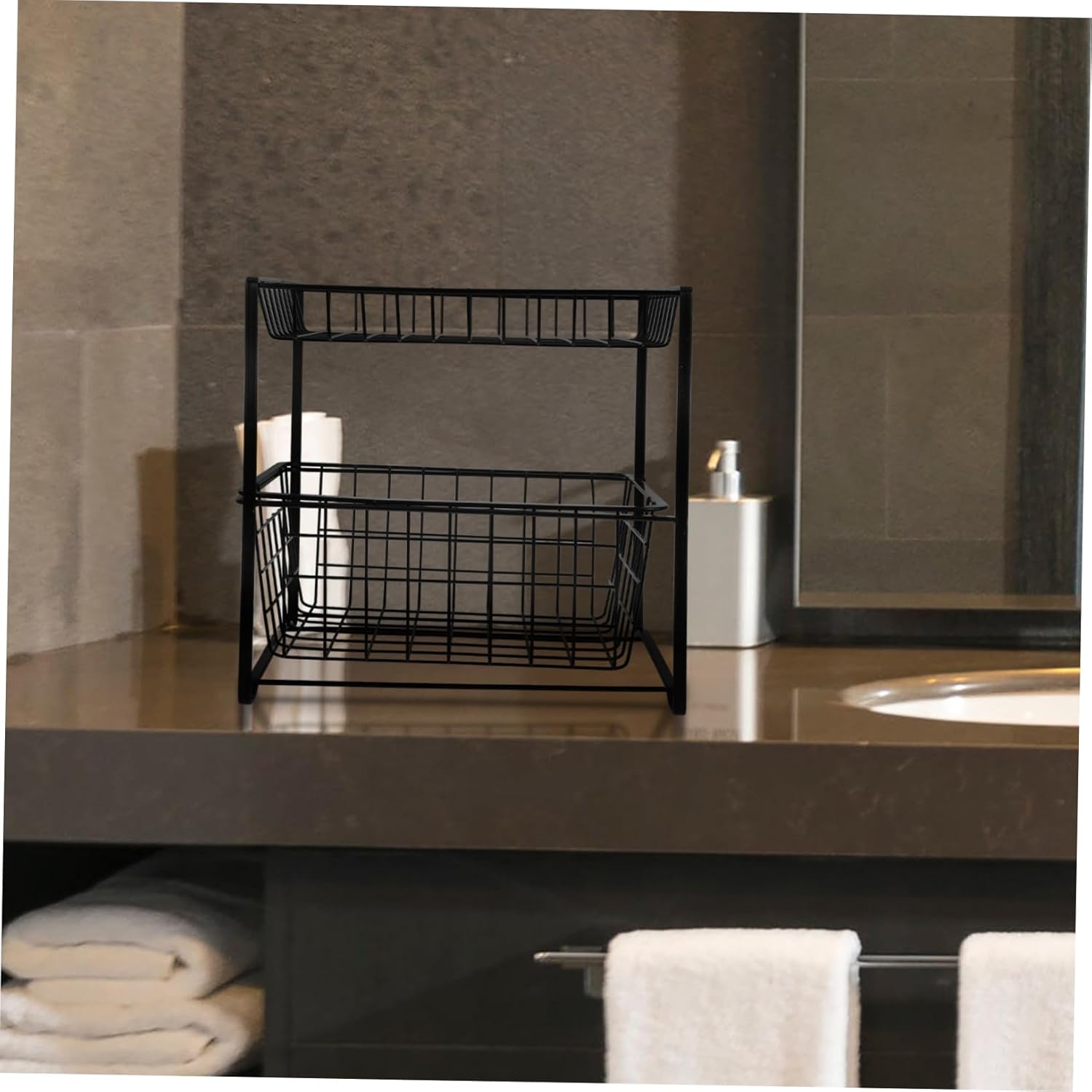 Garneck under Sink Organizer Shelf for Kitchen and Bathroom Multi-functional Storage Easy Access and Simple Installation and Sturdy Design for Cleaning Supplies and Essentials