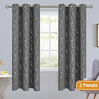 Vista 172 de BGment Room Darkening Curtains 95 Inches Long, Grommet Thermal Insulated Blackout Curtains with Wave Line and Dots Printed for Bedroom, 2 Panels