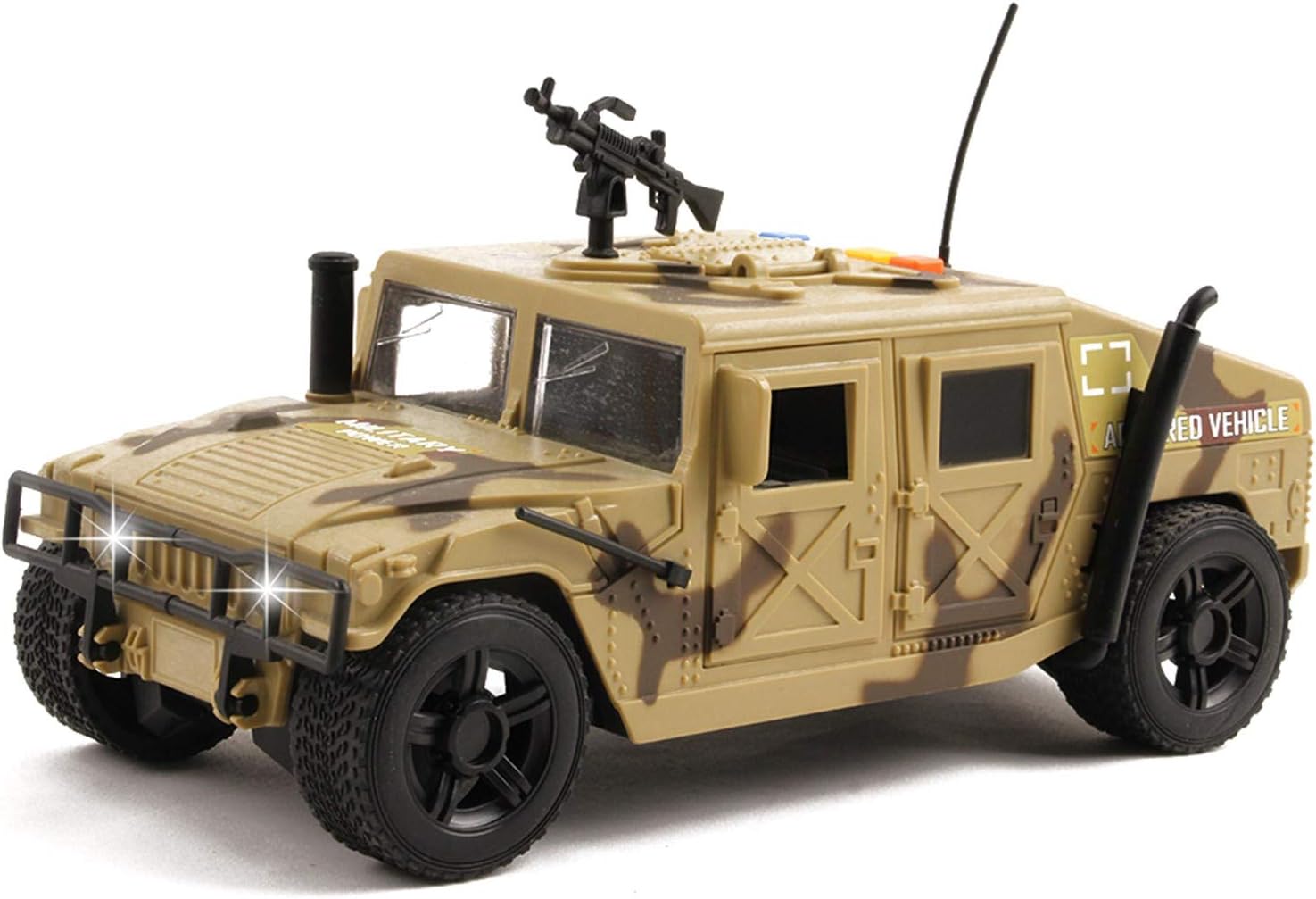 Vokodo Military Fighter Truck Friction Powered With Lights And Sounds Kids Push And Go 1:16 Scale Pretend Play Armored Army Vehicle Doors Open Quality Action Toy Car Great Gift For Children Boys Girls