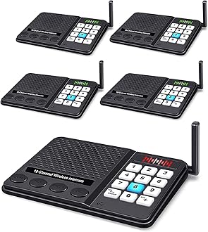 5 Pack Wireless Intercom System for Home Business - GLCONN Room to Room Communication System 10 Channel 3 Code Intercoms Wireless for Home House Hotel