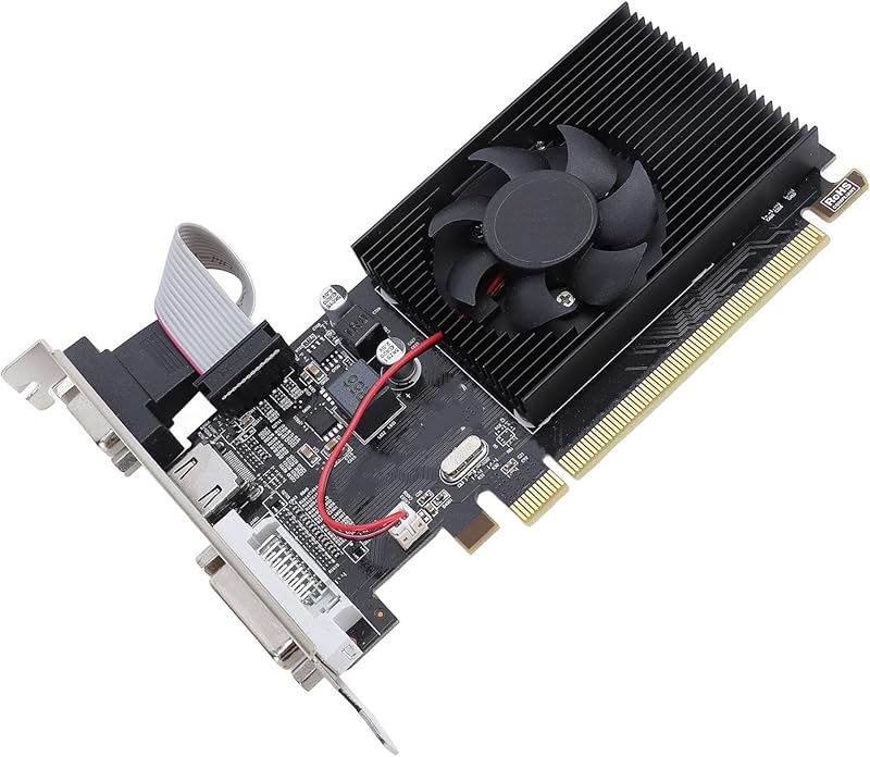 Bewinner Carte Graphique R5 230, Carte Graphique Vidéo GDDR3 2 Go 64 Bits, Carte Vidéo à Profil Bas 